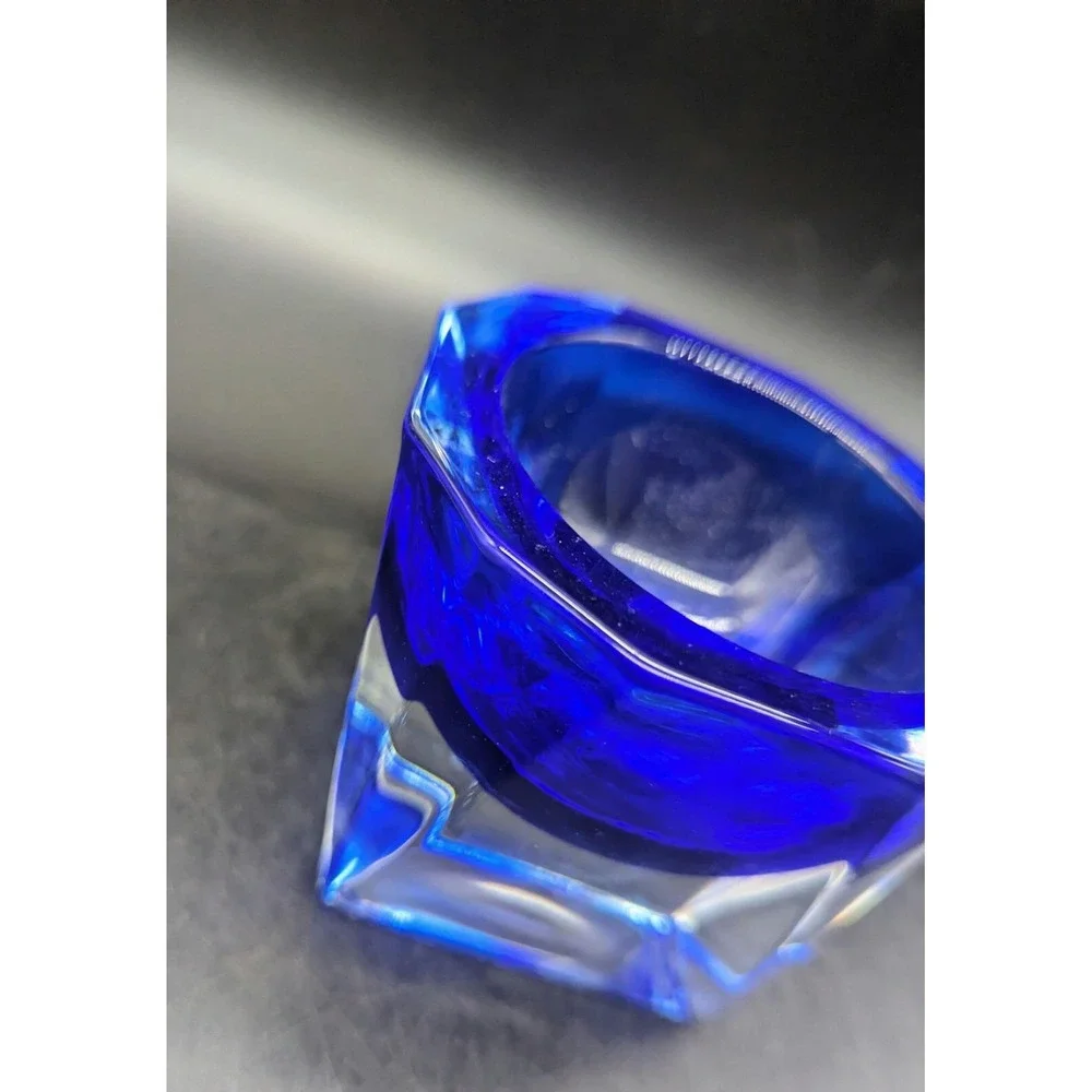 J G Durand Crystal Double Cased Cobalt to Clear Votive Tealight Holder Signed